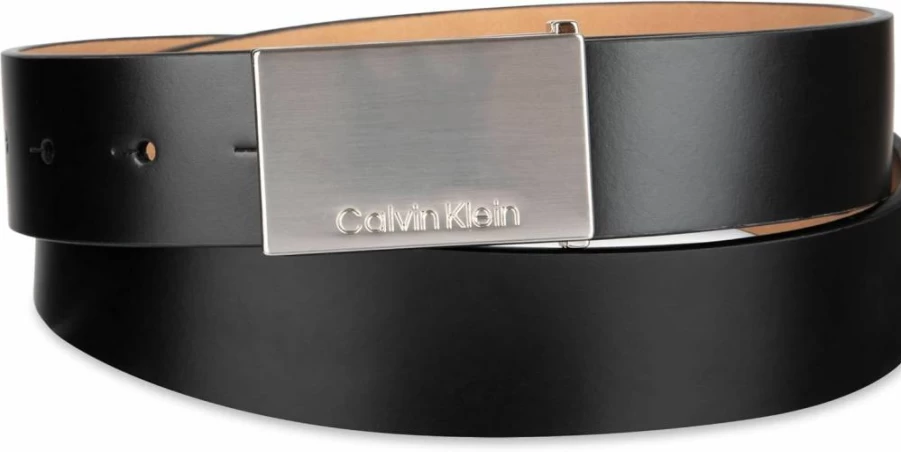 Calvin Klein Men's Leather Belt with Logo Buckle – Stylish Casual Wear for Men