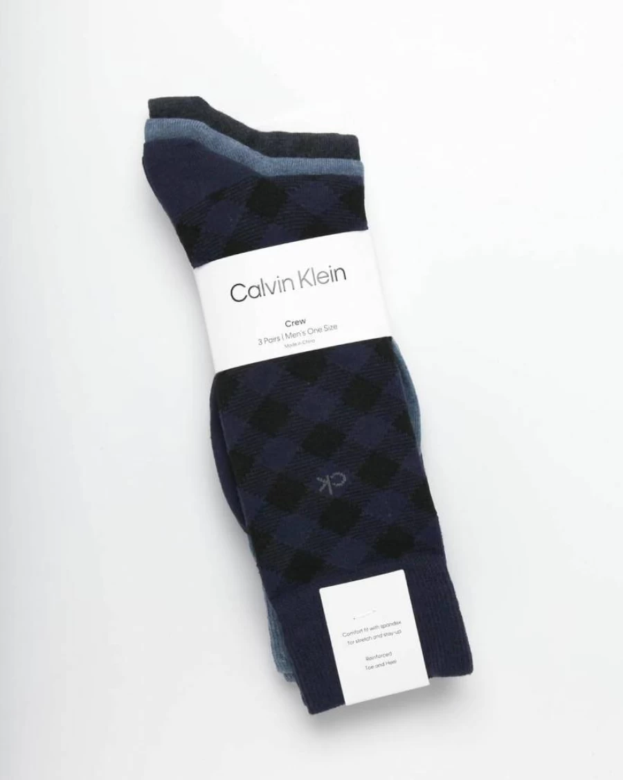 Calvin Klein Men's 3-Pack Patterned Crew Dress Socks for Casual & Formal Wear