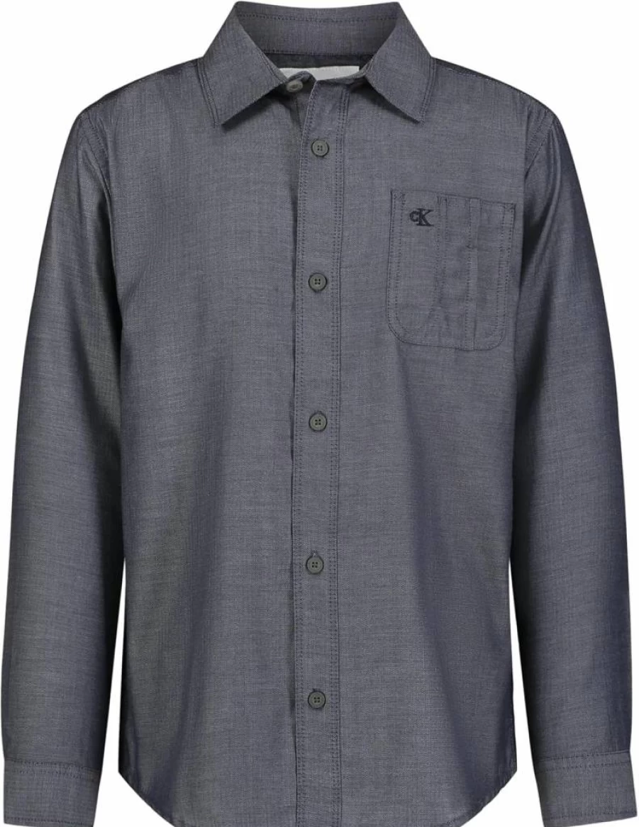 Calvin Klein Boys' Long Sleeve Button-Down Shirt for Kids – Classic Casual Wear