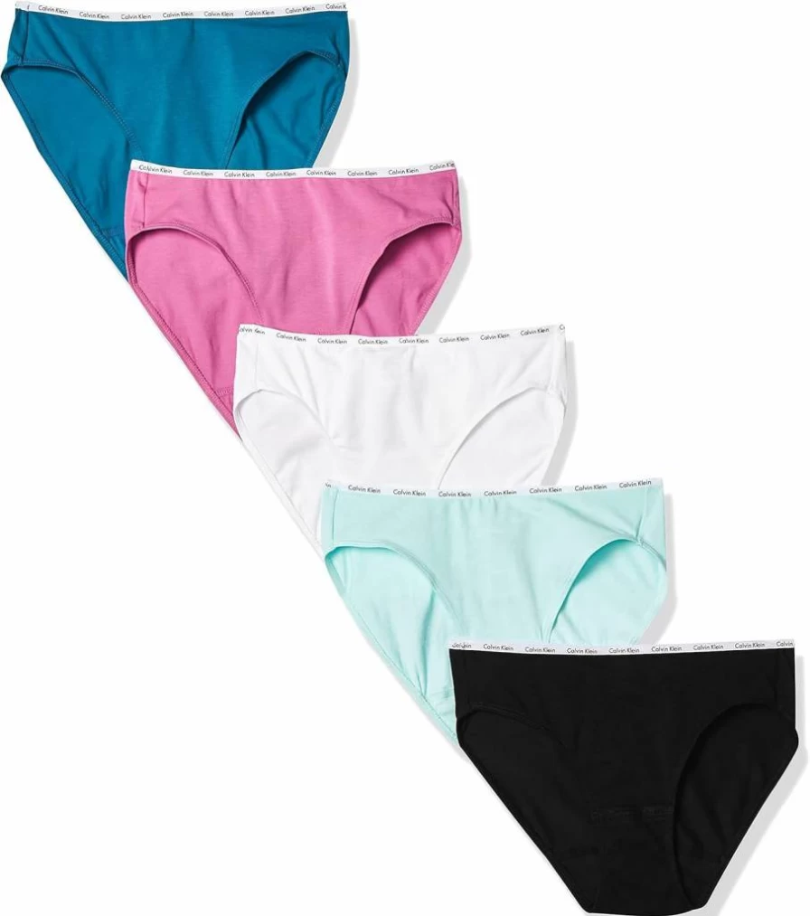 Calvin Klein Women's Cotton Stretch Multipack Bikini Panties with Logo Design