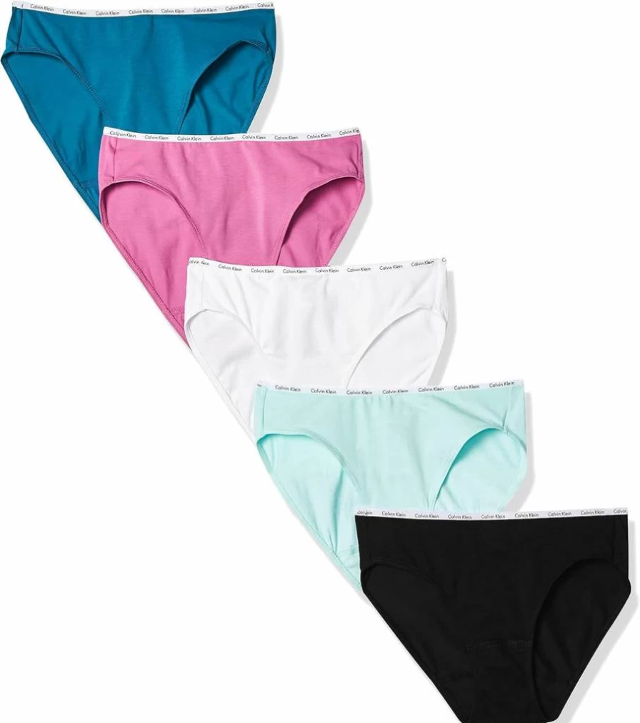 Calvin Klein Women's Cotton Stretch Multipack Bikini Panties with Logo Design