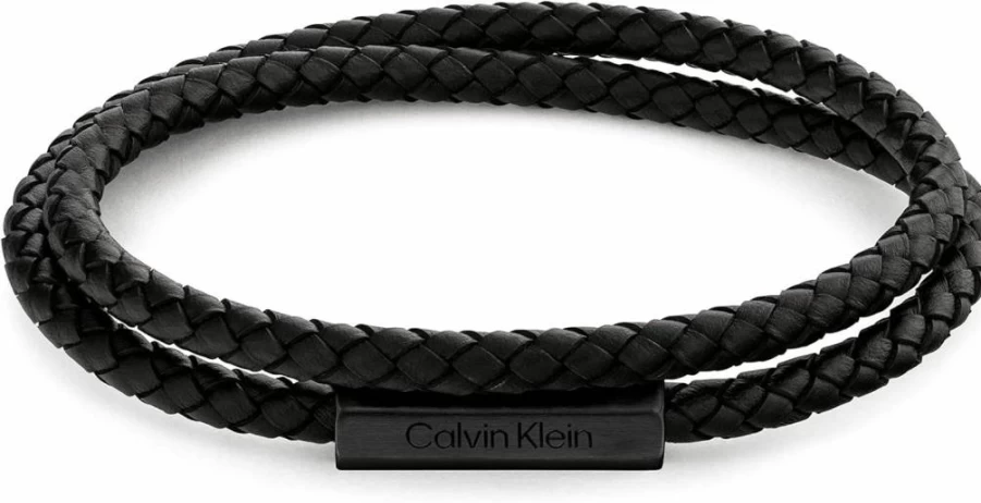 Calvin Klein Men's Genuine Leather Bracelet – Stylish & Durable Designer Jewelry for Men