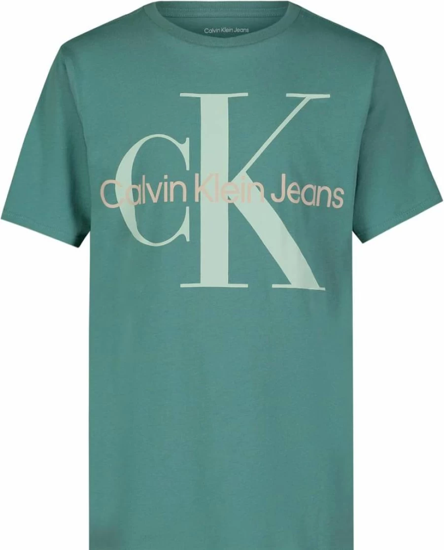 Calvin Klein Boys' Relaxed Fit Short Sleeve Crew Neck T-Shirt - Soft, Comfortable Cotton Logo Tee