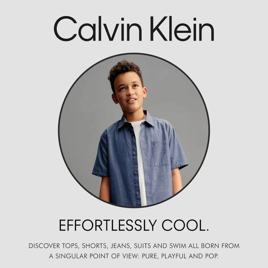 Calvin Klein Boys' Relaxed Fit Short Sleeve Pocket T-Shirt - Soft & Comfortable Crew Neck Tee