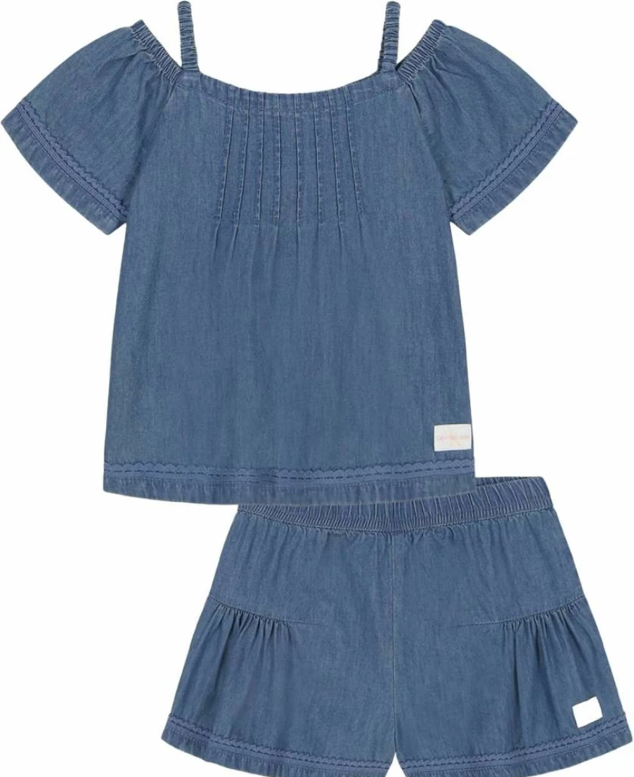 Calvin Klein Girls' 2-Piece Shorts Set | Casual Summer Outfit for Kids