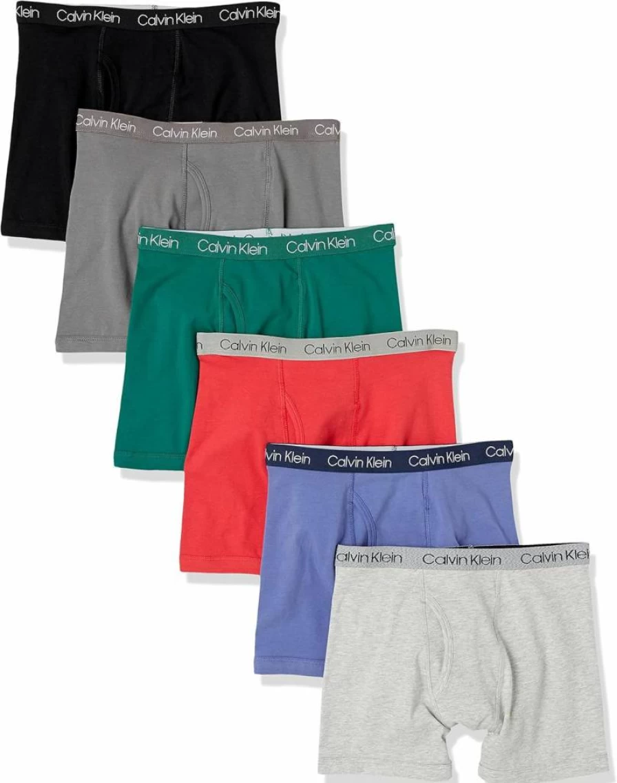 Calvin Klein Boys' Cotton Boxer Briefs 6-Pack - Soft Comfort Underwear for Kids