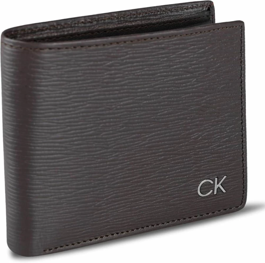 Calvin Klein Men's RFID-Protected Genuine Leather Minimalist Bifold Wallet with Multiple Card Slots & ID Window