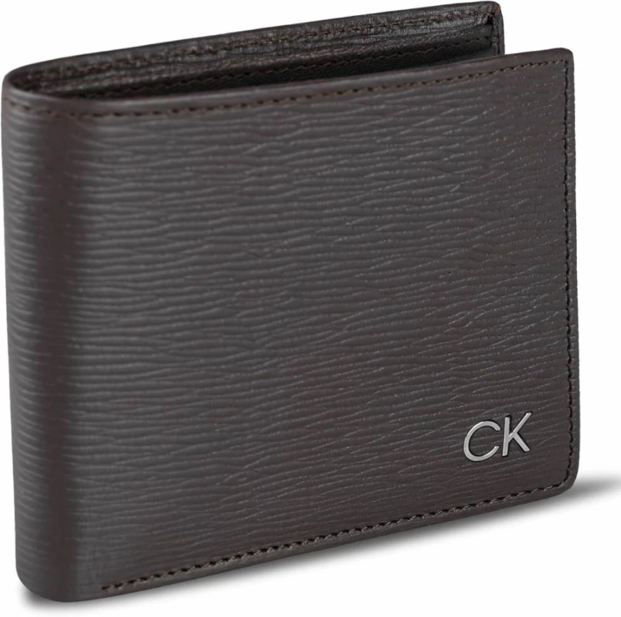 Calvin Klein Men's RFID Minimalist Leather Bifold Wallet with Multiple Card Slots & ID Window