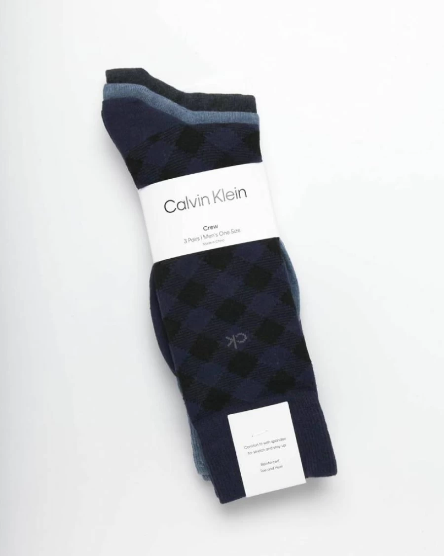 Calvin Klein Men's 3-Pack Patterned Crew Dress Socks for Casual & Formal Wear