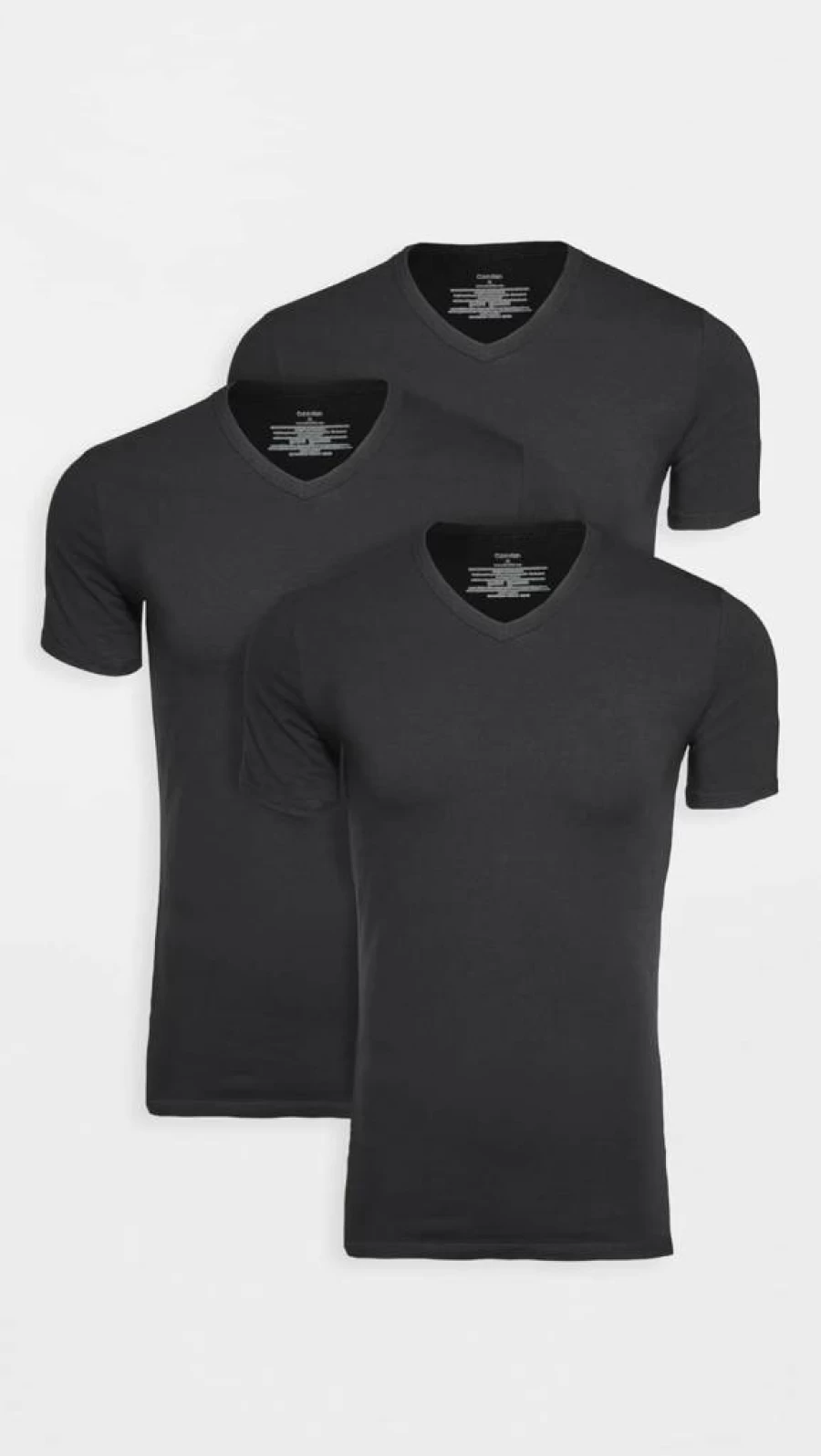Calvin Klein Men's 3-Pack Cotton Stretch V-Neck Undershirts, Black, Size L
