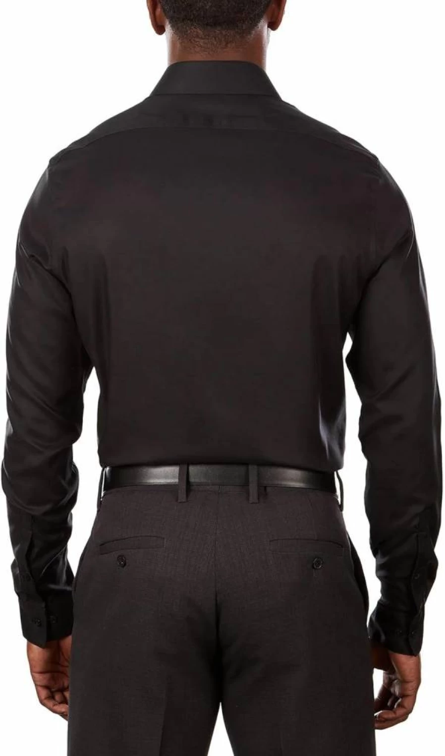 Calvin Klein Men's Slim Fit Non-Iron Dress Shirt - Jet Black, 15.5 Neck 32-33 Sleeve, Stretch Comfort Formal Wear
