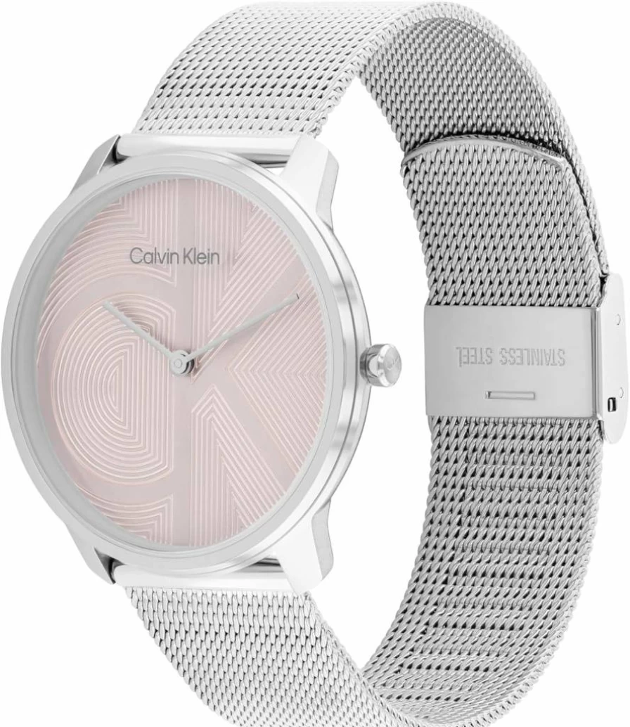 Calvin Klein Women's CK Iconic 35mm Stainless Steel Mesh Quartz Watch - Water Resistant 30m Fashion Timepiece - Elegant Gift for Her