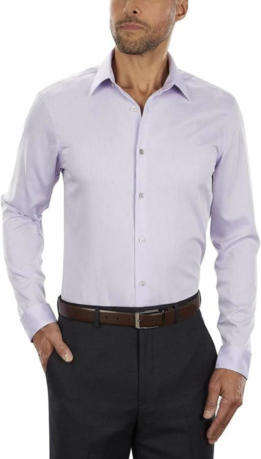 Calvin Klein Slim Fit Non-Iron Herringbone Dress Shirt for Men – Wrinkle-Free Formal Business Shirt