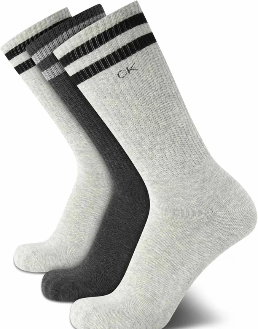 Calvin Klein Men's 3-Pack Cotton Crew Socks - Athletic Cushioned Non-Binding Dress Socks for Men