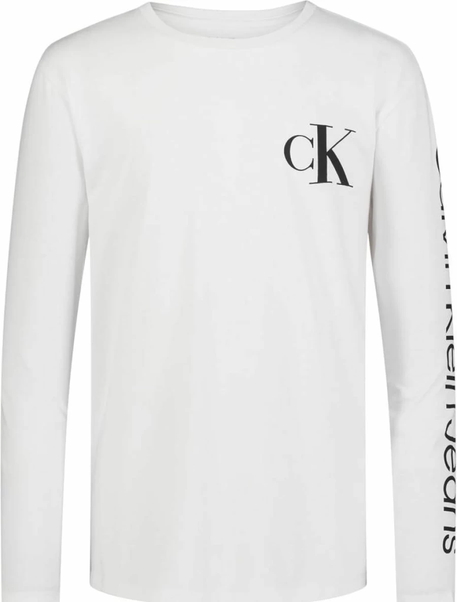 Calvin Klein Boys' Relaxed Fit Long Sleeve Crewneck T-Shirt - Soft & Comfortable Cotton Tee