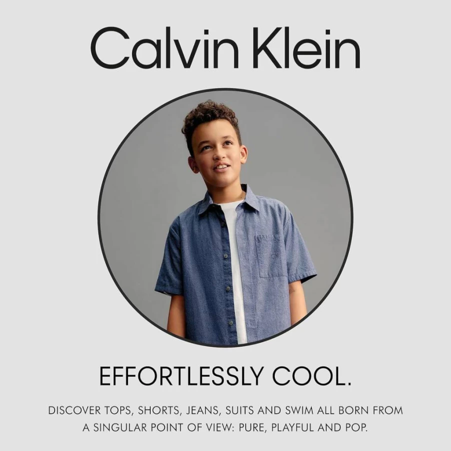 Calvin Klein Boys' Relaxed Fit Long Sleeve Crewneck T-Shirt - Soft & Comfortable Cotton Tee