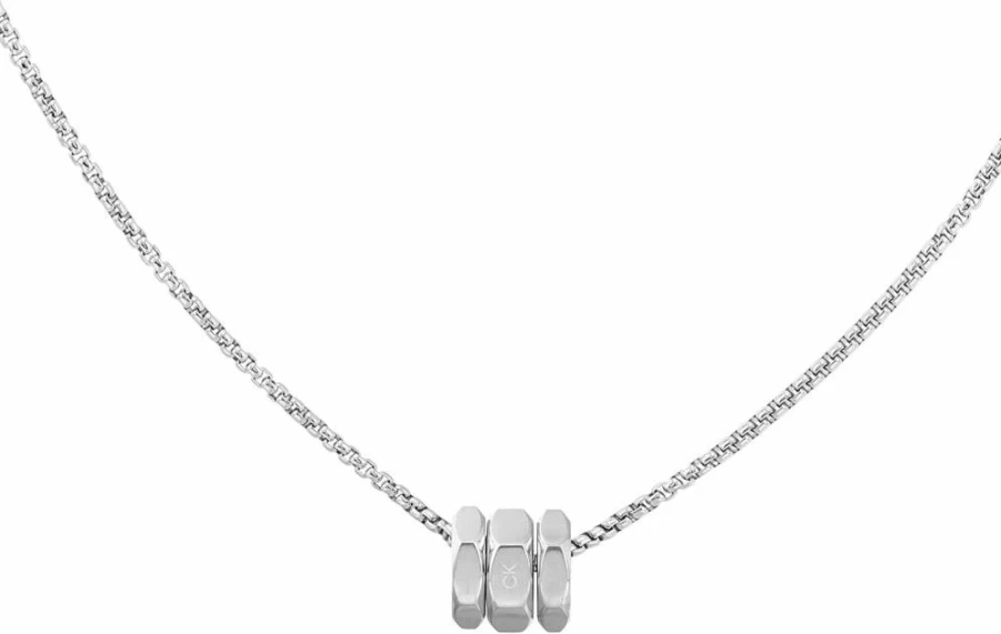Calvin Klein Men's Stainless Steel Bolt Necklace in Silver | Modern Jewelry for Men | Model 35000258