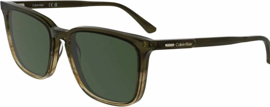 Calvin Klein CK25507S Men's Striped Khaki Sunglasses with Dark Khaki Lenses