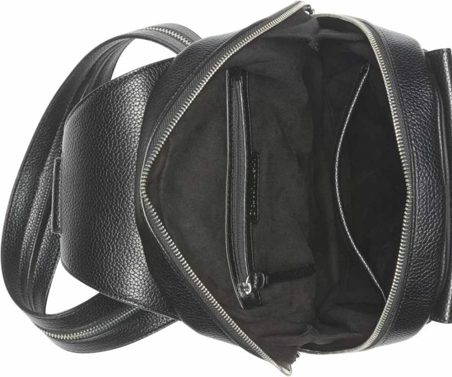 Calvin Klein Women's Millie Vegan Leather Backpack - Monogram Design, 2 Pockets, Brown/Khaki/Black, One Size Fashion Backpack for Women