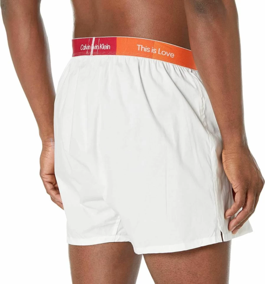 Calvin Klein Men's Pride This Is Love Woven Boxer Briefs - LGBTQ+ Rainbow Design Comfort Underwear